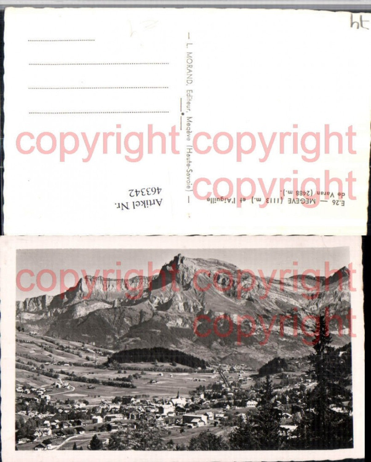 463342,Rhone-Alpes Haute-Savoie Megeve et Aiguille Varan Totale Bergkulisse