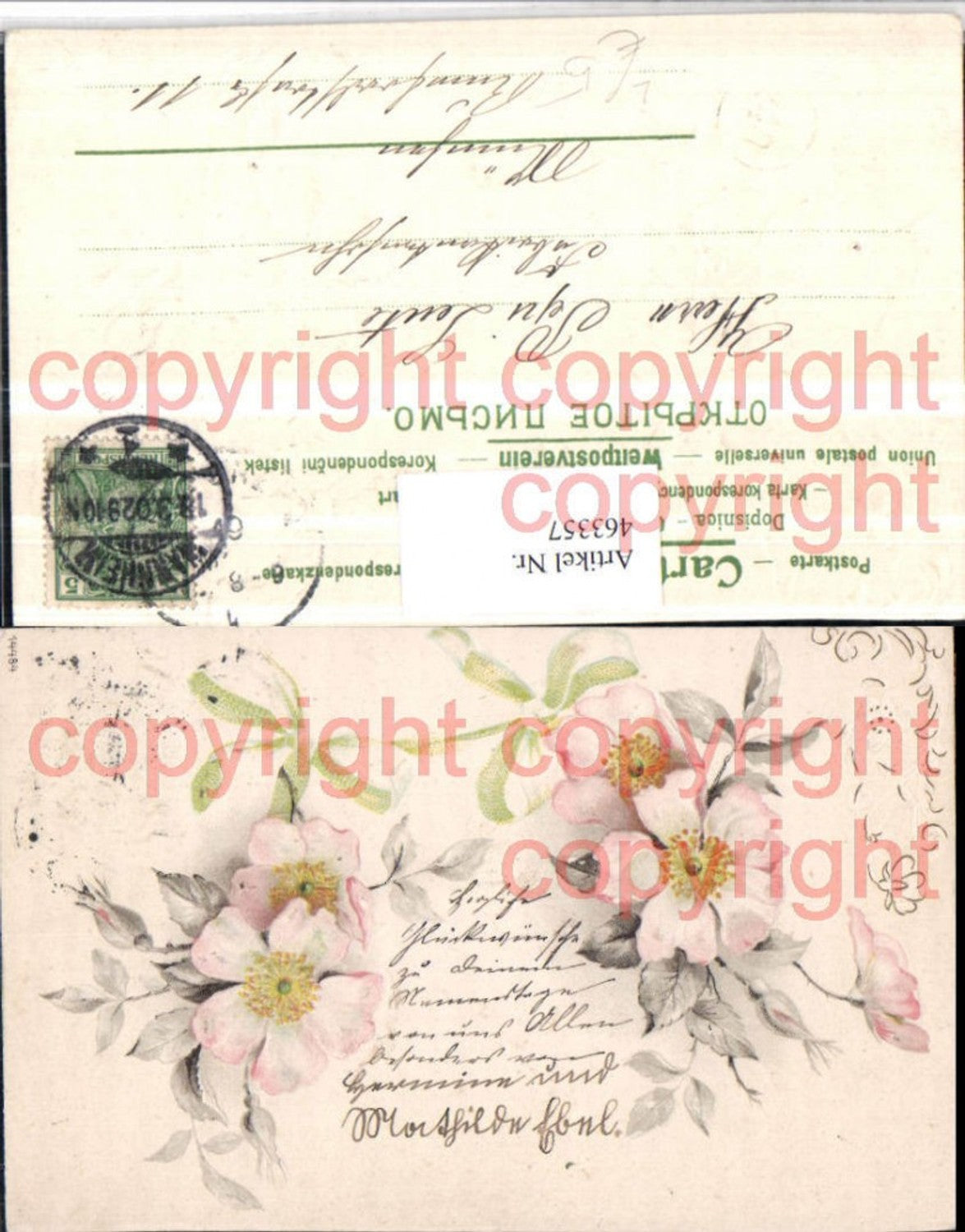 463357,Präge Künstler Litho Blüten Blumen Schleifen