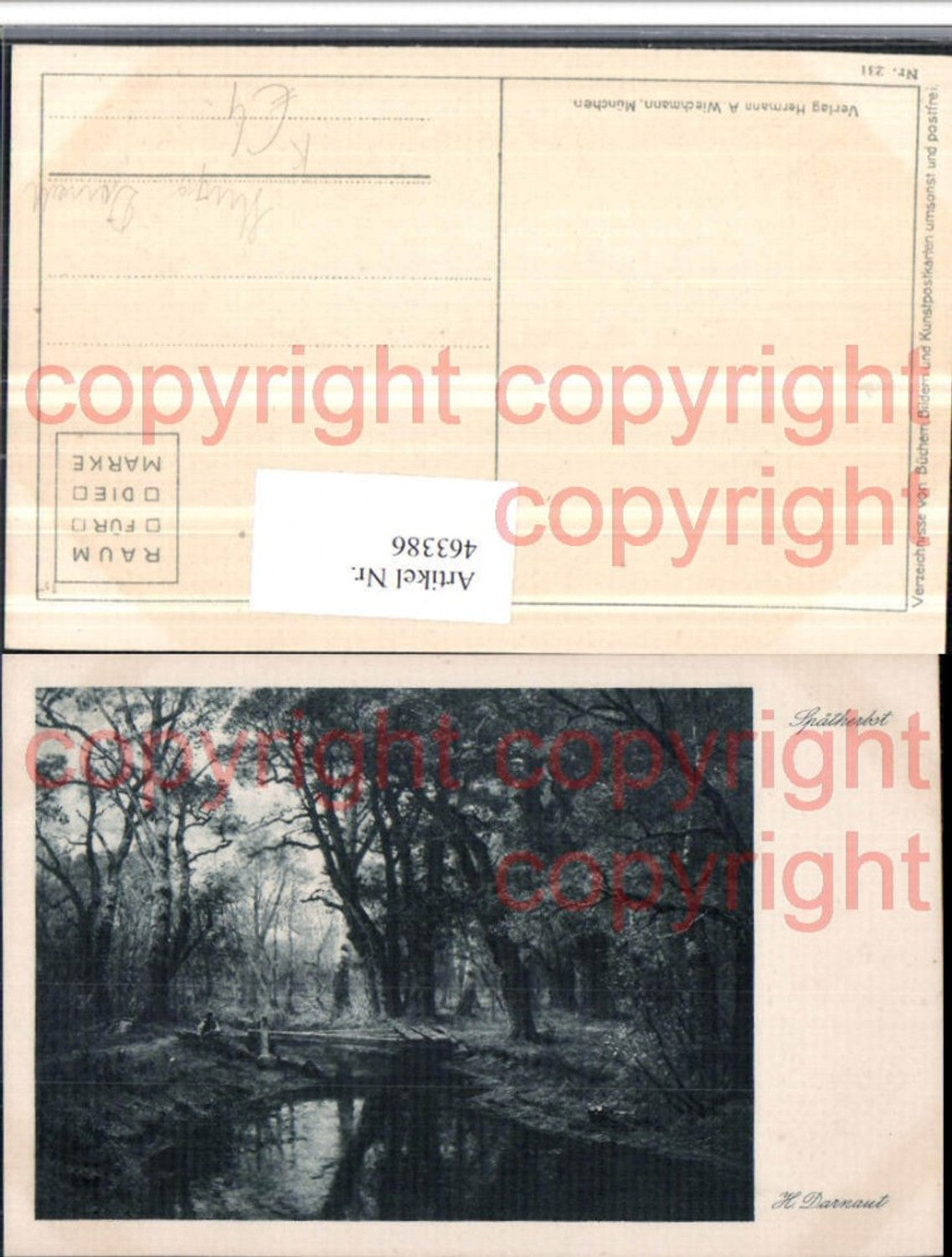 463386,Künstler AK Hugo Darnaut Spätherbst Wald Bach Partie