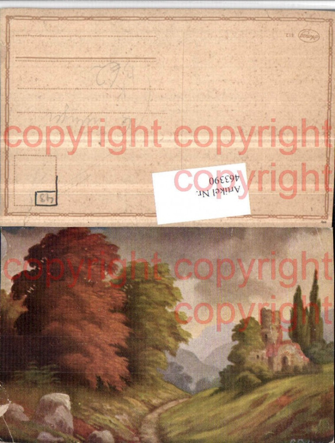 463390,Künstler AK G. Fiebiger Landschaft Ruine