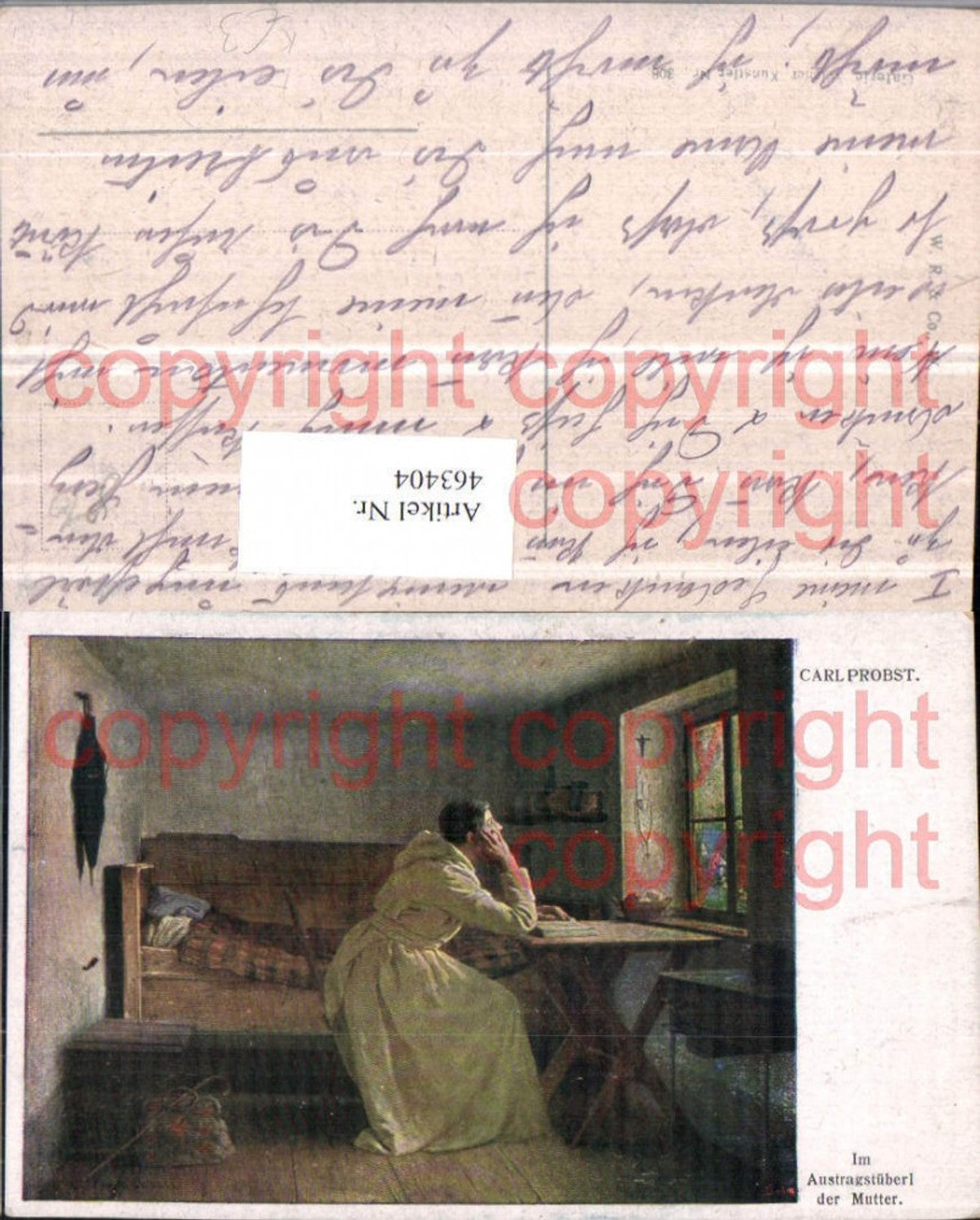 463404, Artist AK Carl Probst Mother's retirement room Man's bed