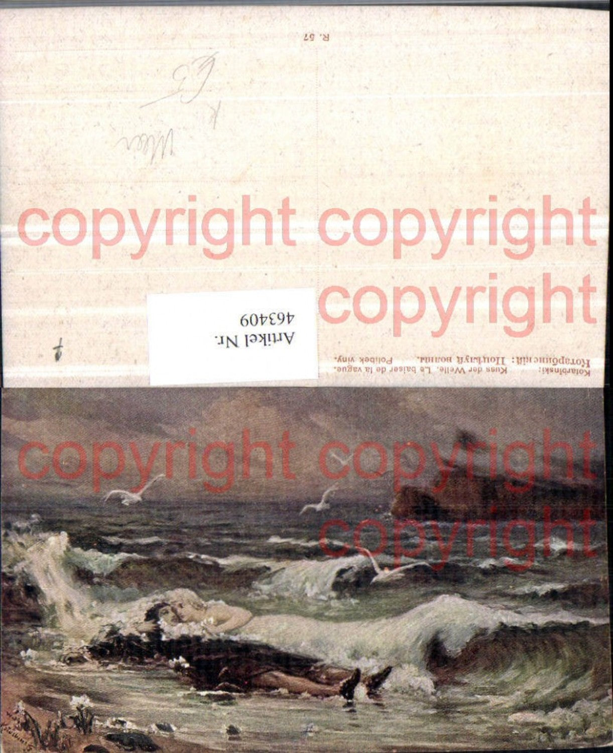 463409,Künstler AK Kotarbinski Kuss der Welle Meer Erscheinung
