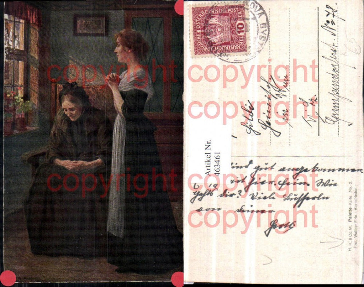463461,Künstler AK Walther Firle Abendfrieden Mutter Tochter Gebet Stuhl