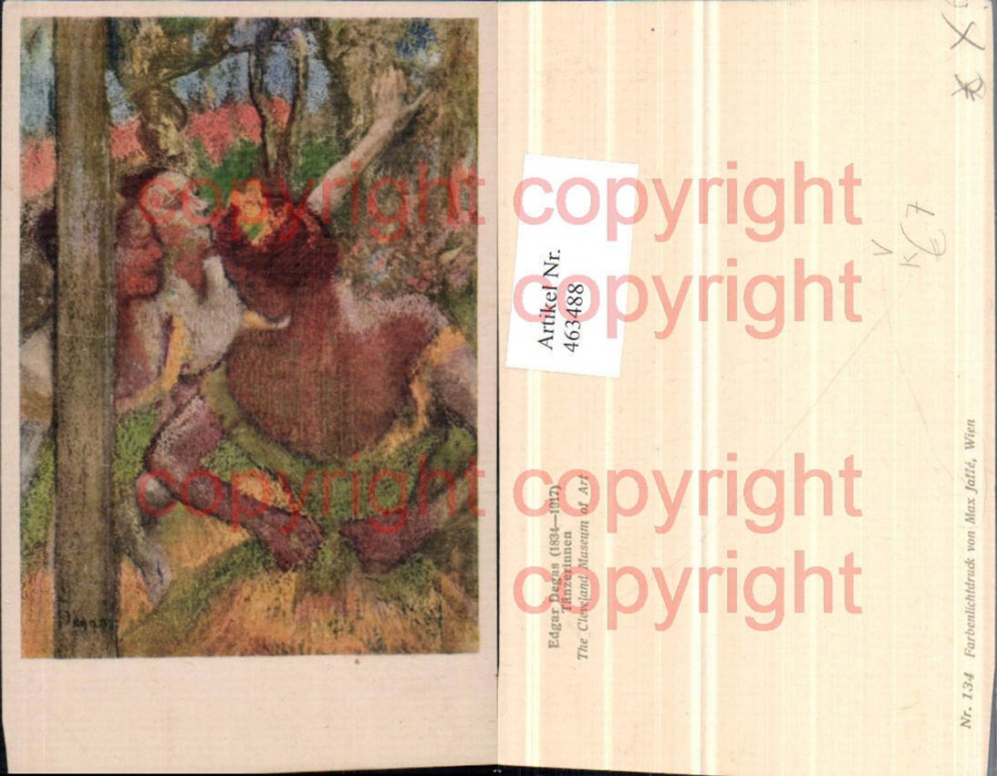 463488,Künstler AK Edgar Degas Tänzerinnen pub Max Jaffe 134