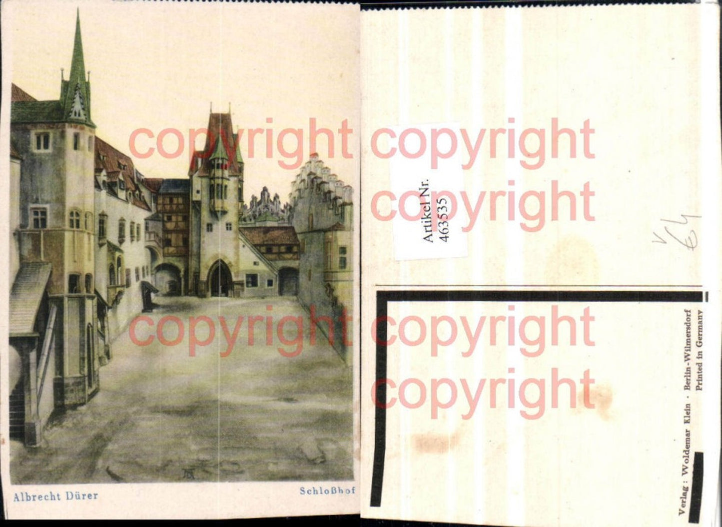463535,Künstler AK Albrecht Dürer Schloss Schlosshof pub Woldemar Klein