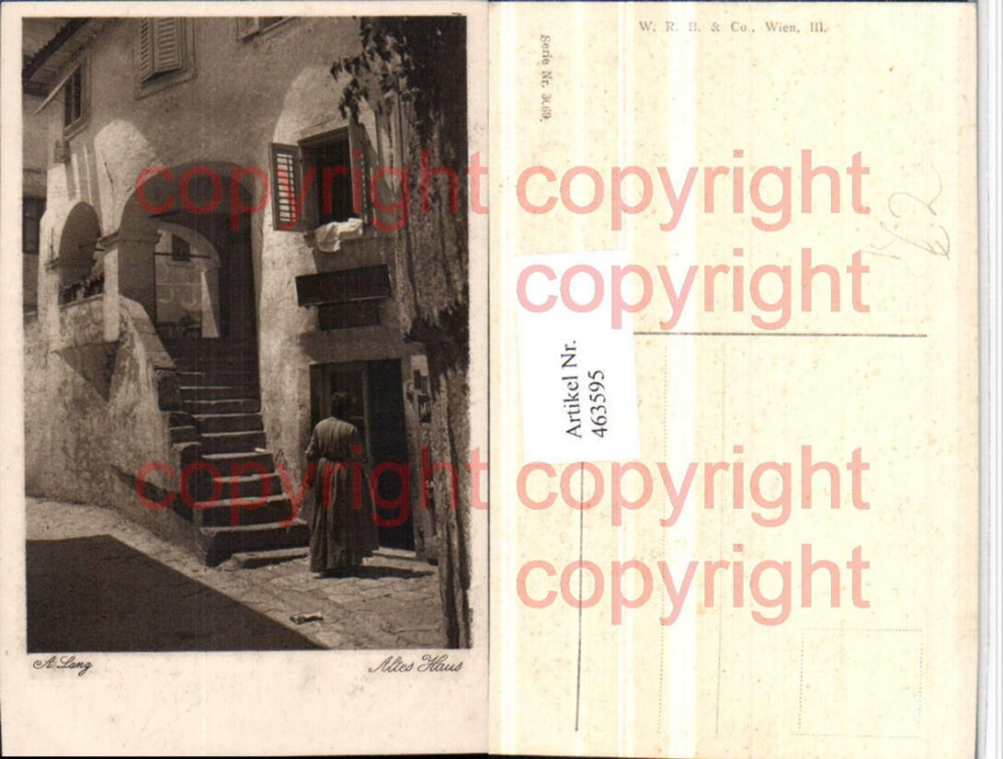 463595,Künstler AK A. Lang Altes Haus Motiv Stiege