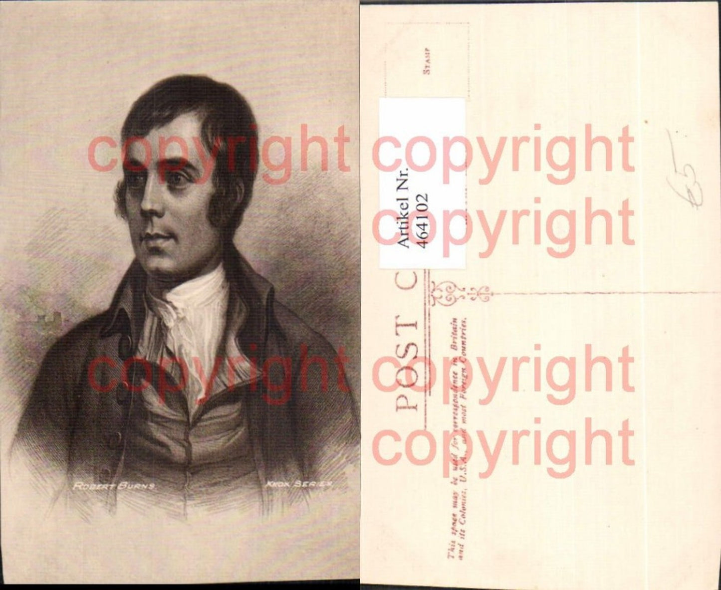 464102,Künstler Ak Robert Burns Portrait Kunst Wissenschaft