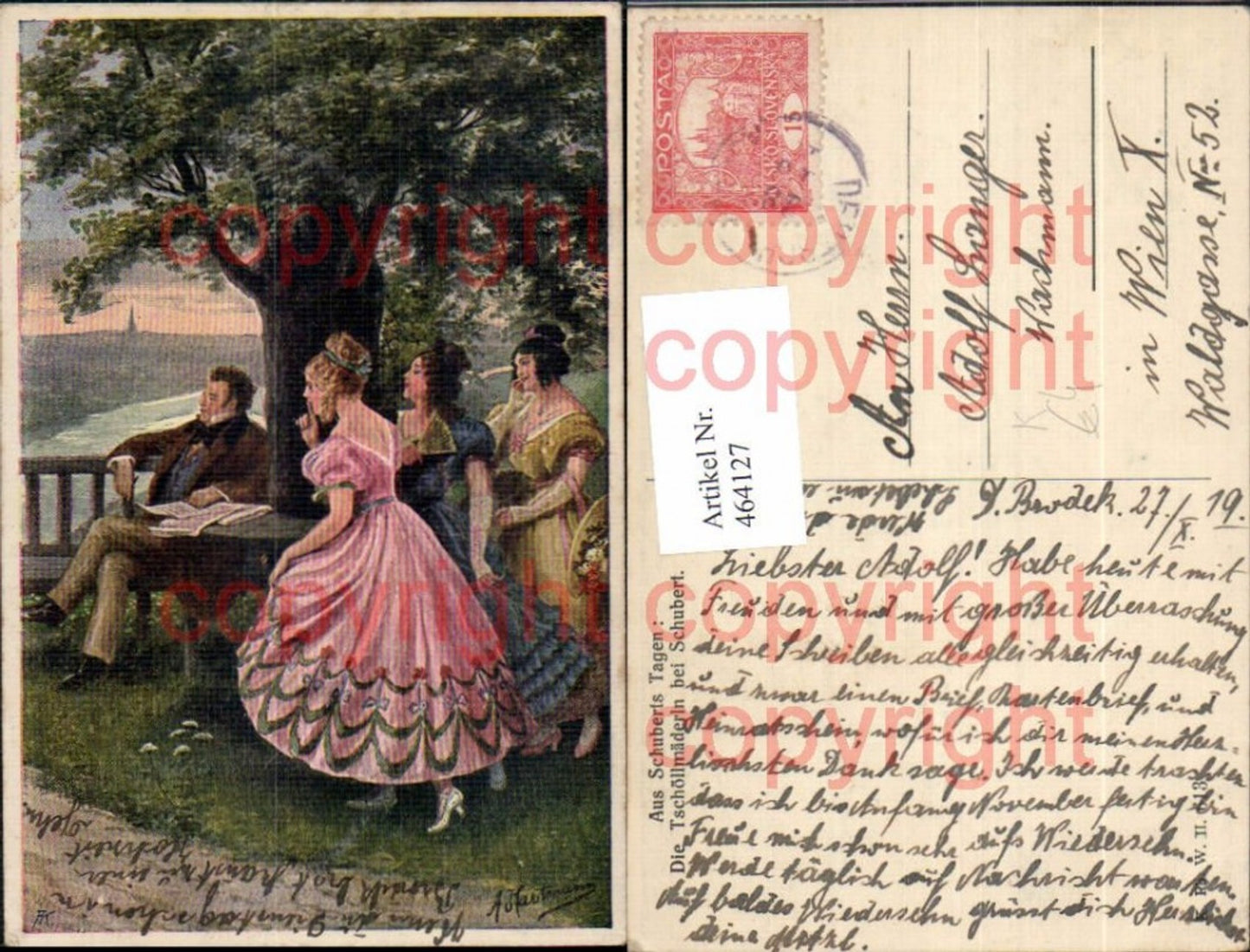 464127,Künstler Ak Die Tschöllmäderln b. Schubert Komponist