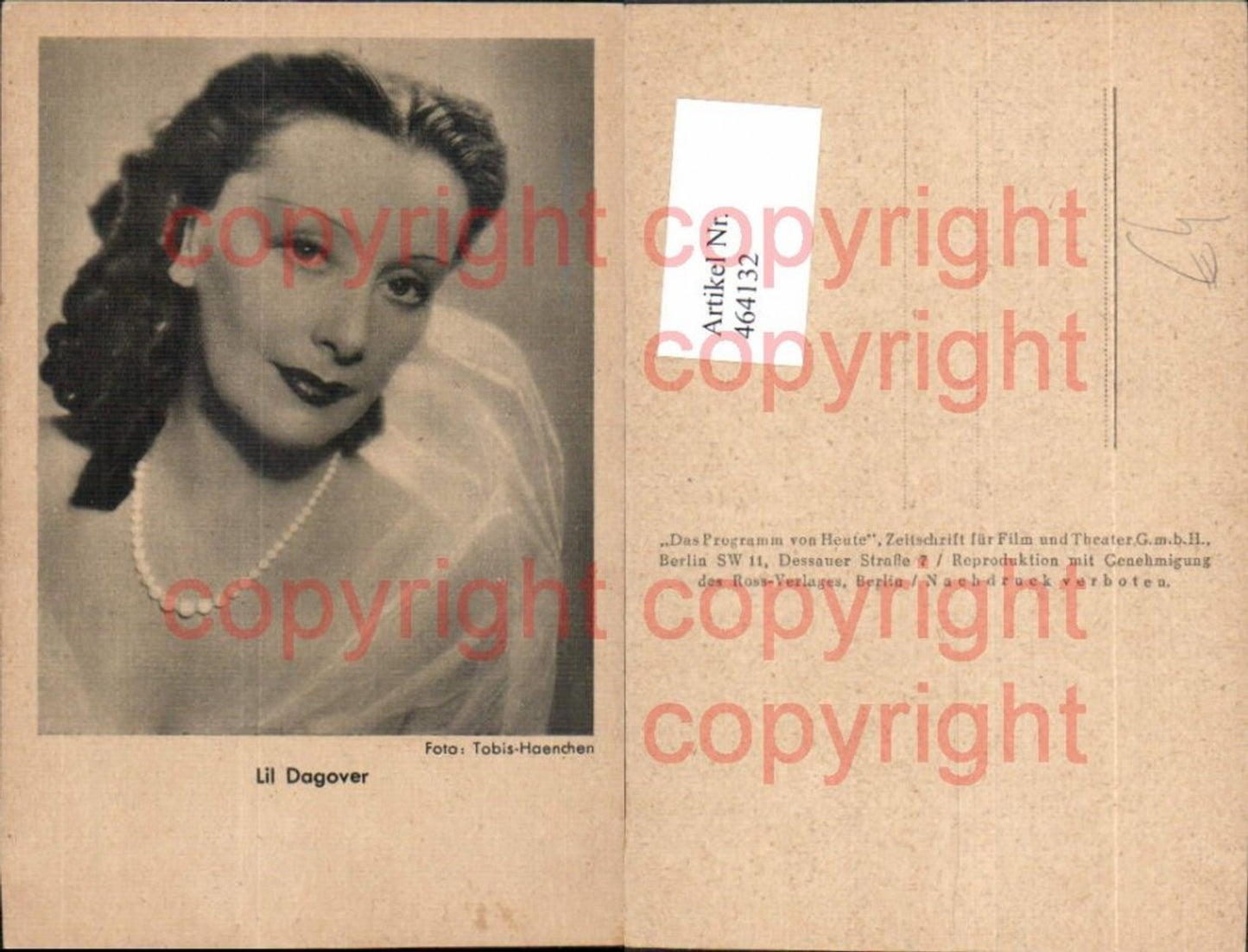 464132,Schauspielerin Lil Dagover Perlenkette