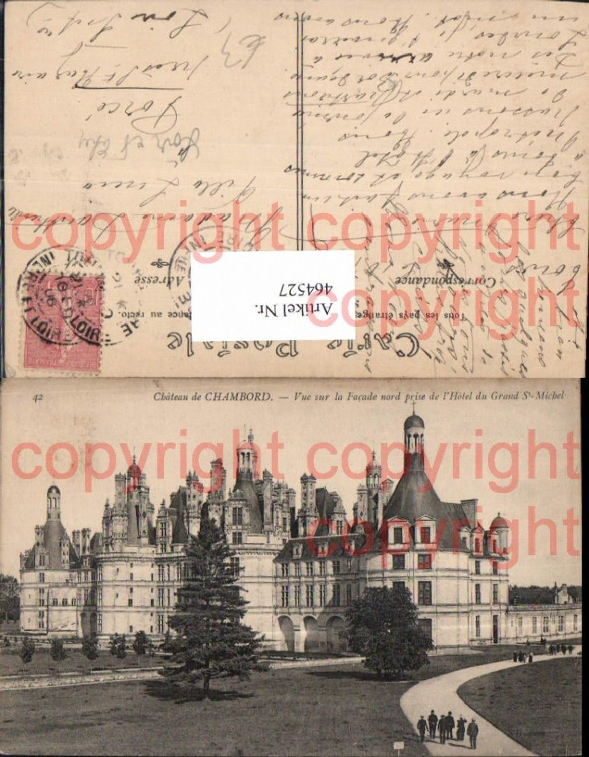 464527,Schloss Chateau de Chambord Vue sur la Facade nord prise de l Hotel du Grand St Michel