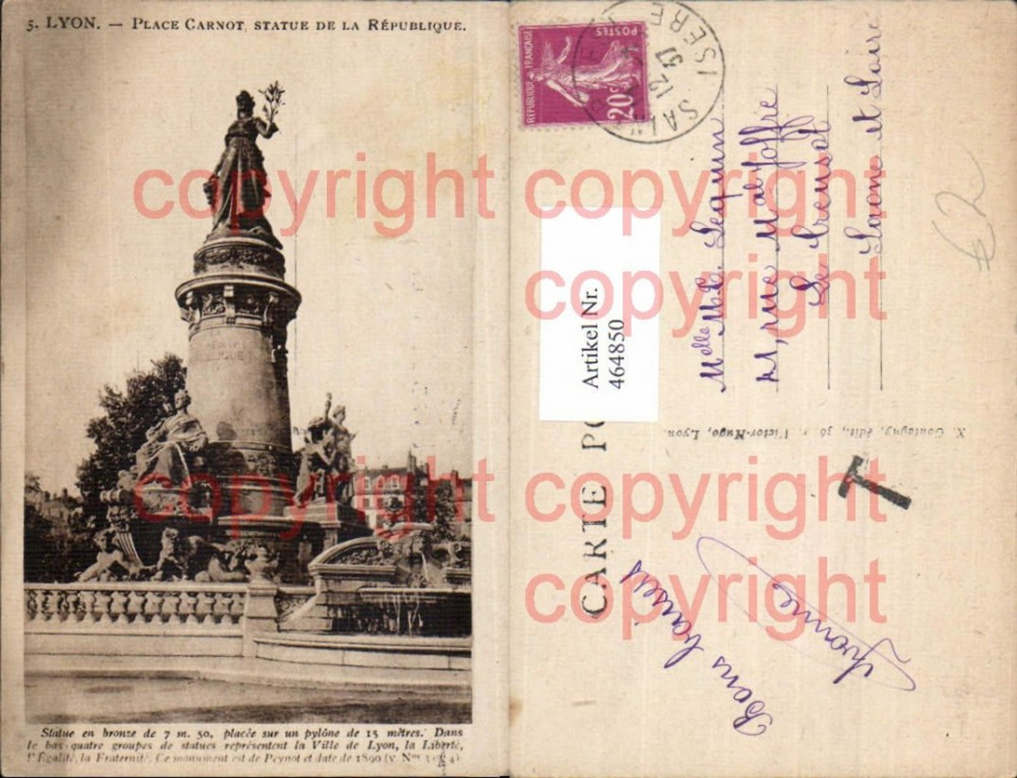 464850,Lyon Statue de la Republique Place Carnot Monument