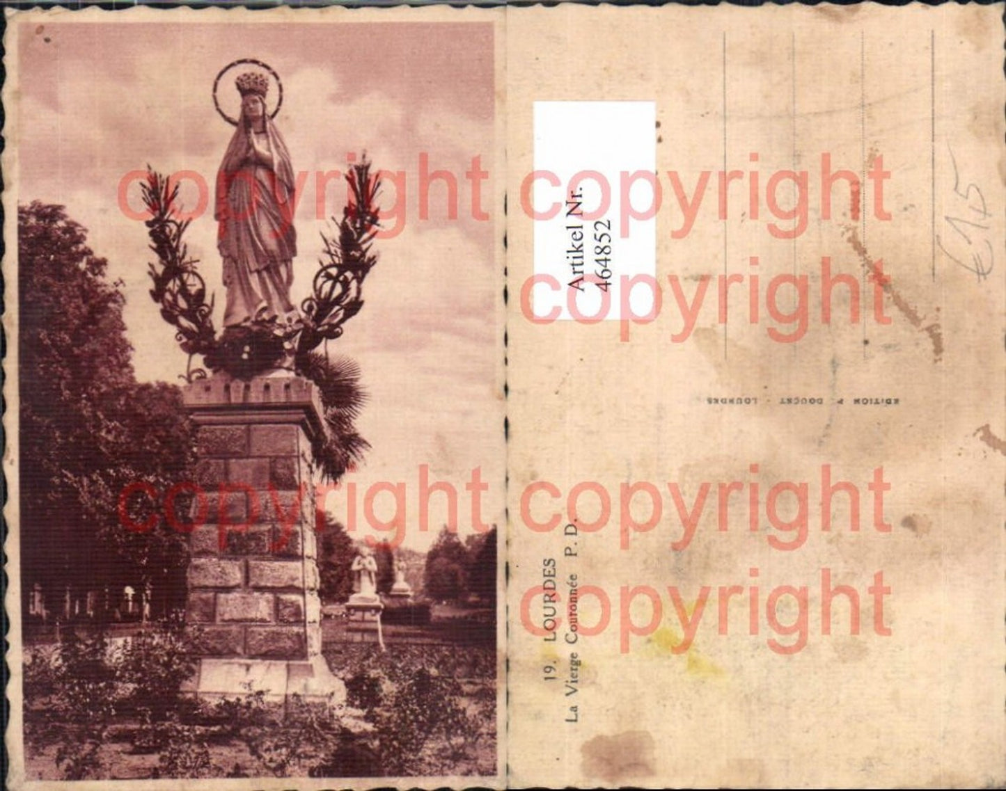 464852,Lourdes La Vierge Couronnee Statue Monument
