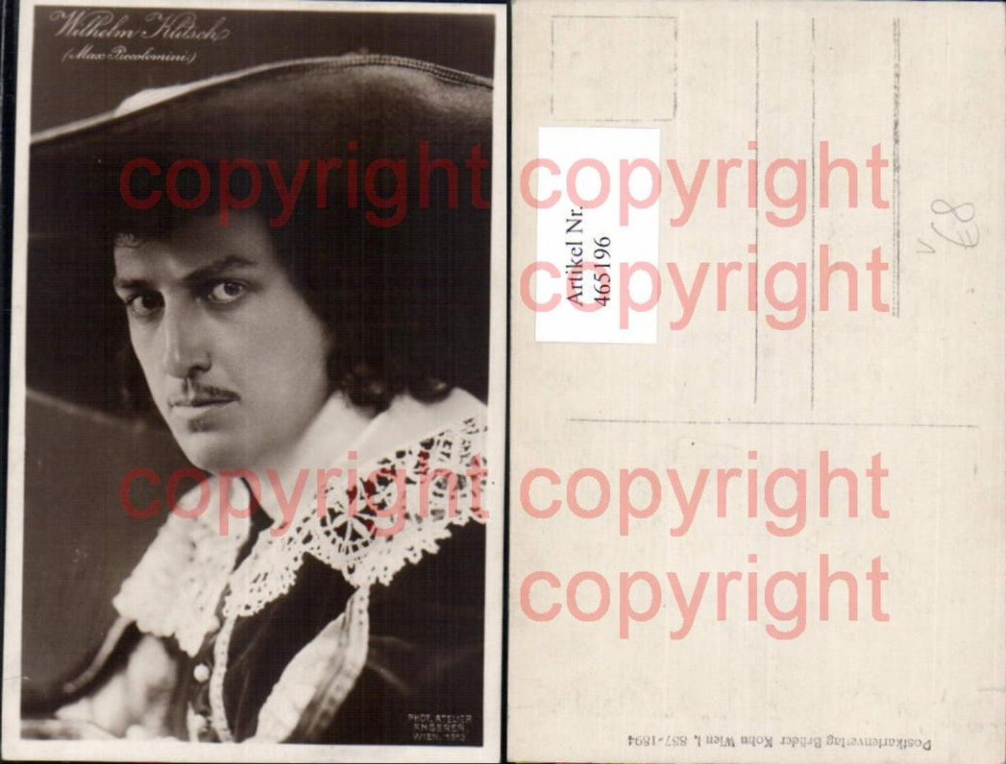 465196,Schauspieler Wilhelm Klitsch Max Piccolomini pub B.K.W.I.