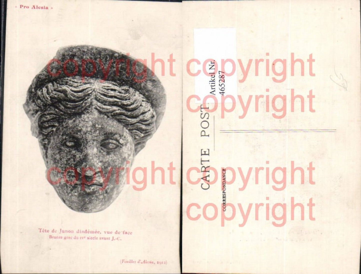 465287,Pro Alesia Tete de Junon diademee vue de face Archäologie Ausgrabung