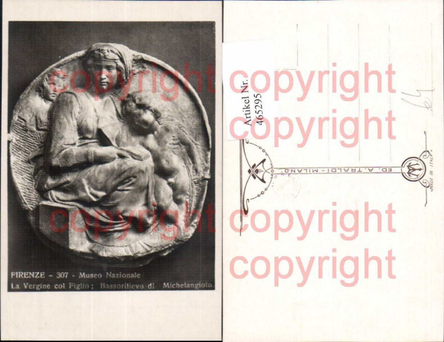 465295,Antike Firenze La vergine col Figlio Basseorilievo di Michelangiolo