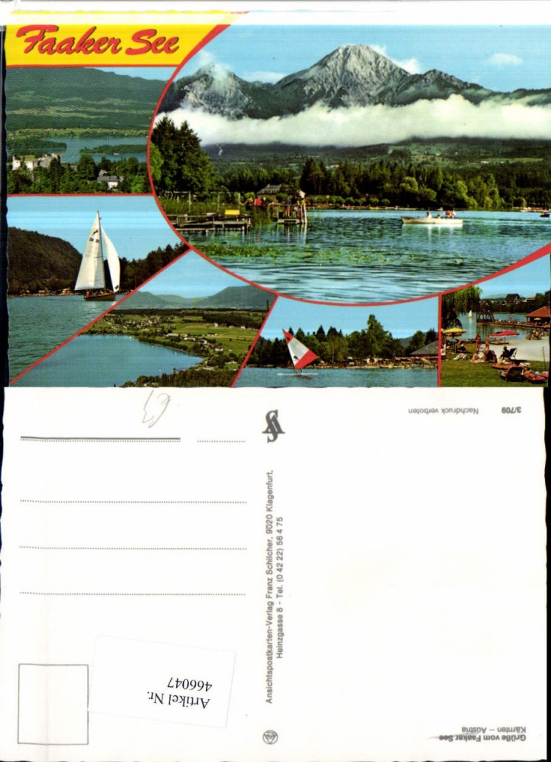 466047,Faakersee See b. Faak Strandbad Segelboot Mehrbildkarte