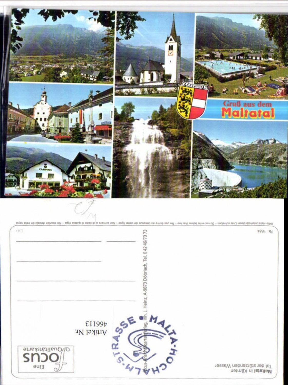 466113,Maltatal b. Malta Totale Kirche Freibad Talsperre Mehrbildkarte