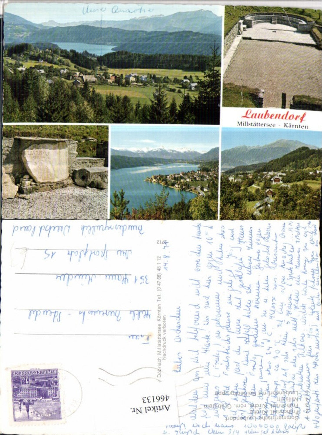 466133,Laubendorf am Millstättersee Totale Grabstein Mehrbildkarte