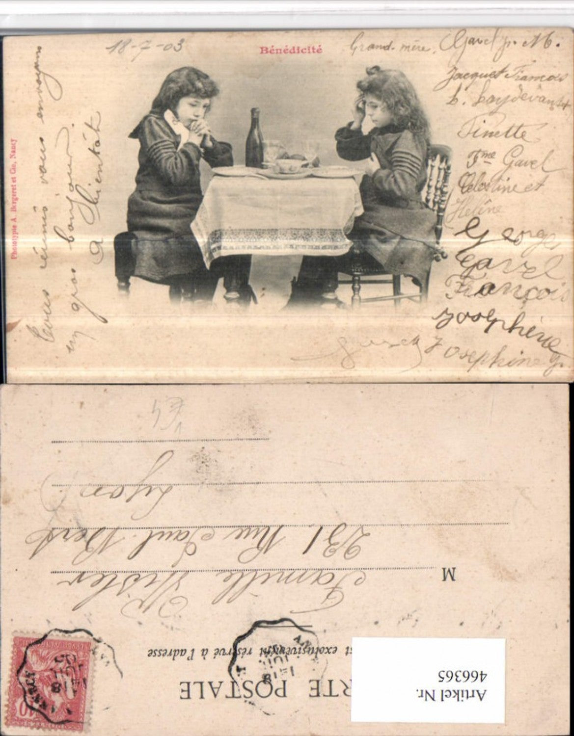 466365,Benedicite Kinder als Erwachsene Tisch Gebet Essen pub A. Bergeret
