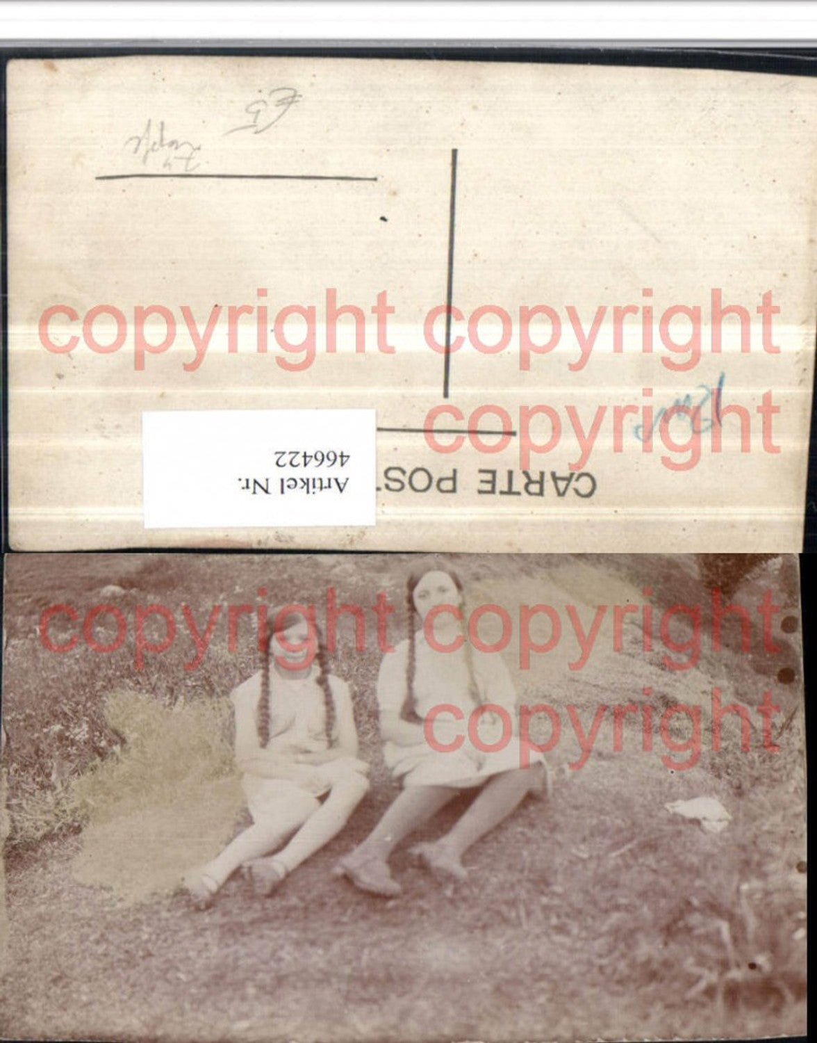 466422,Foto AK Kinder Mädchen m. Zöpfen