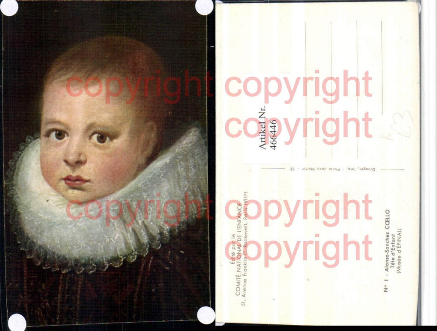 466446,Künstler AK Alonso-Sanchez Coello Tete Enfant Kind Halskrause Portrait