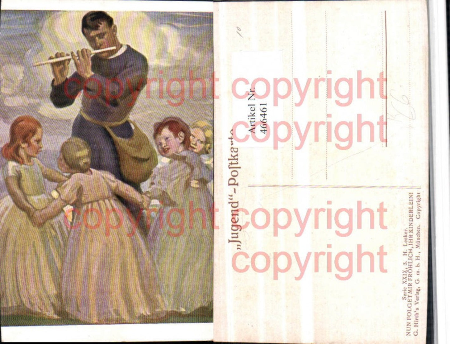 466461,Künstler AK H. Lesker Flötist Kinder Tanz pub Jugend G. Hirth