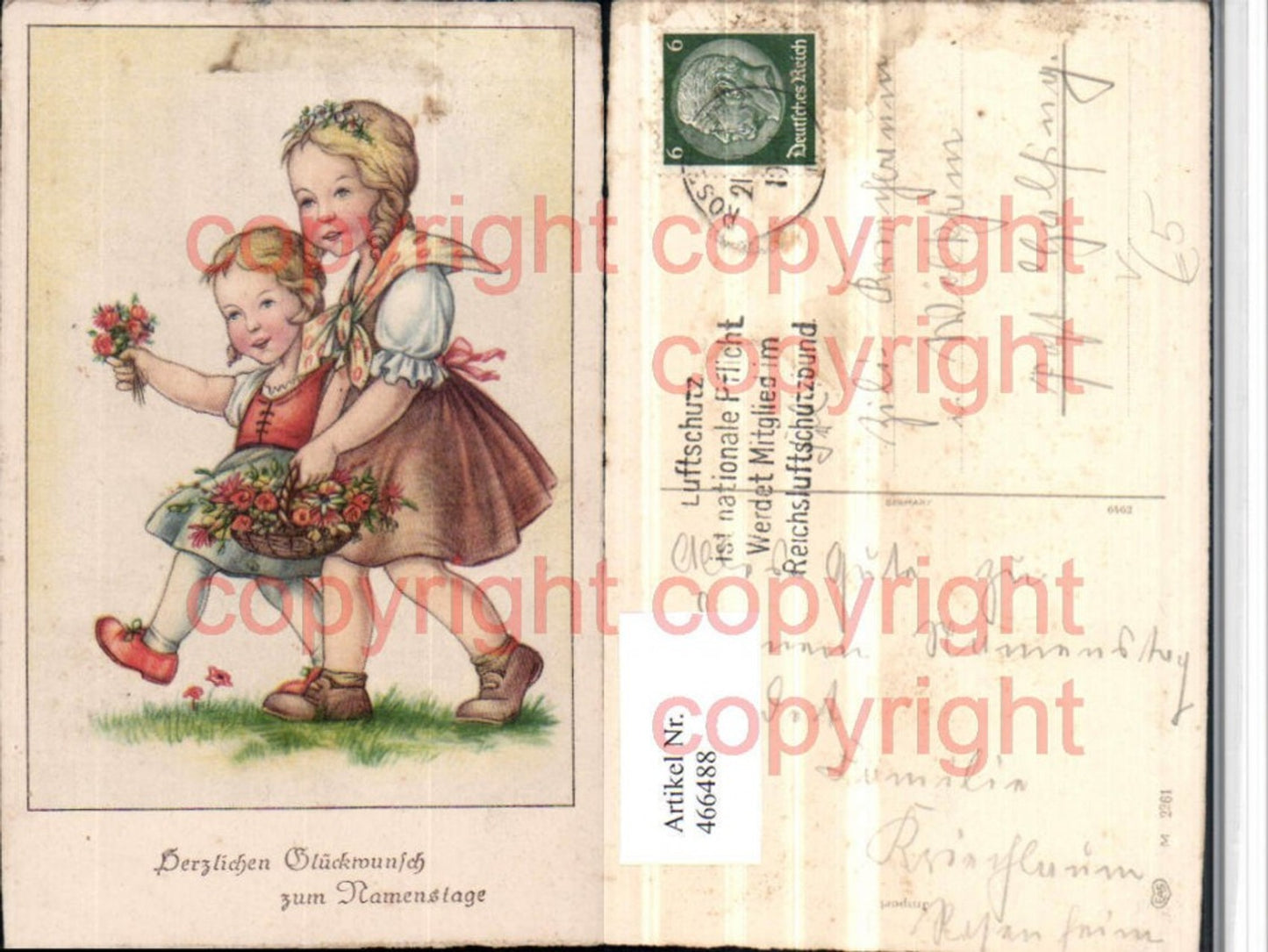 466488,Künstler AK Namenstag Kinder Mädchen Blumen pub EAS 2261