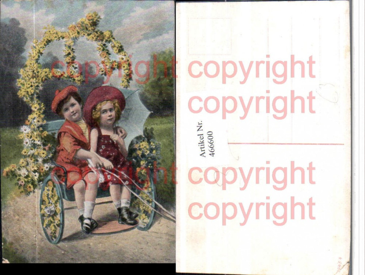 466600, Children's Hat, Carriage, Wagon, Umbrella, Flowers