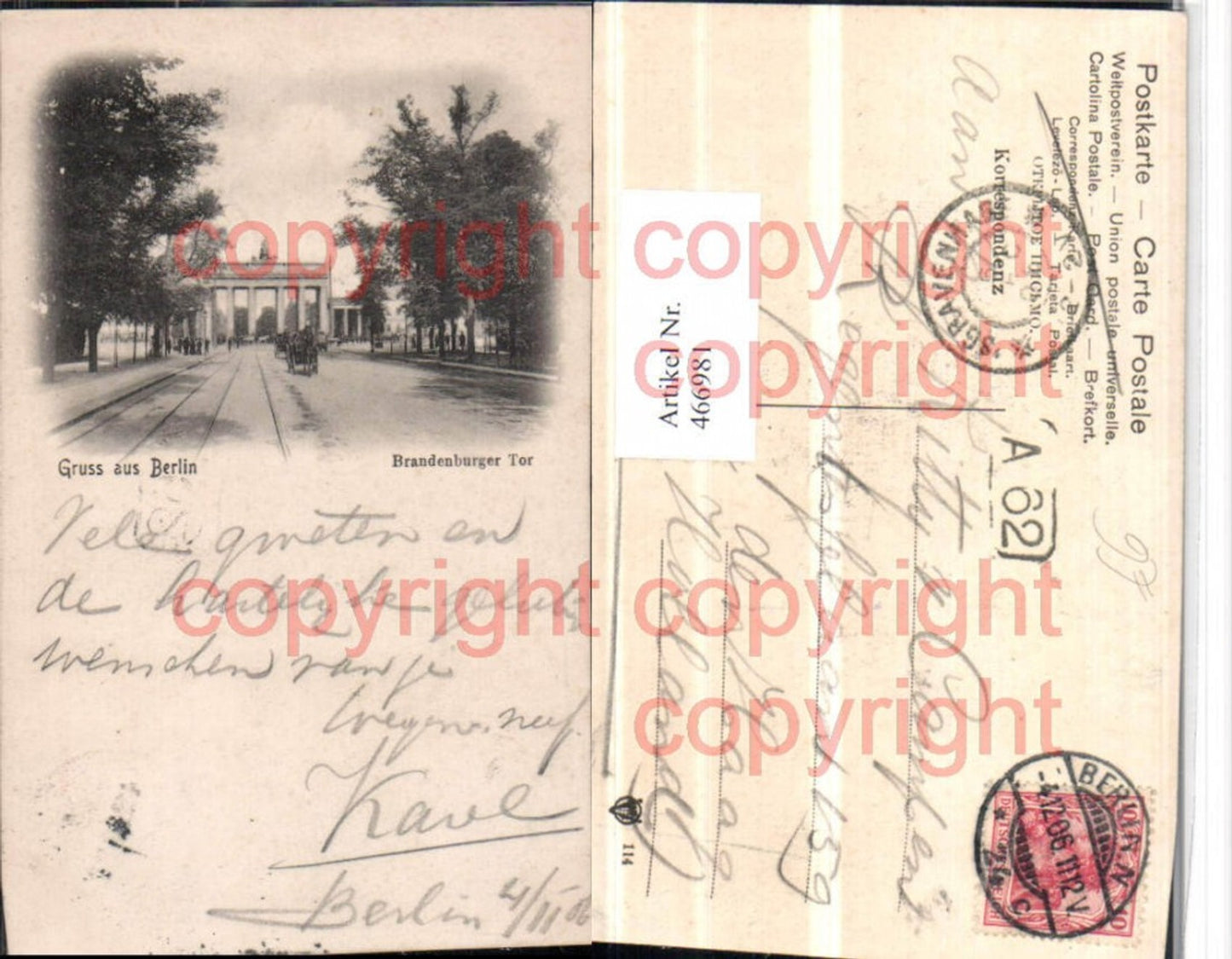 466981,Gruß aus Berlin Brandenburger Tor Straßenansicht