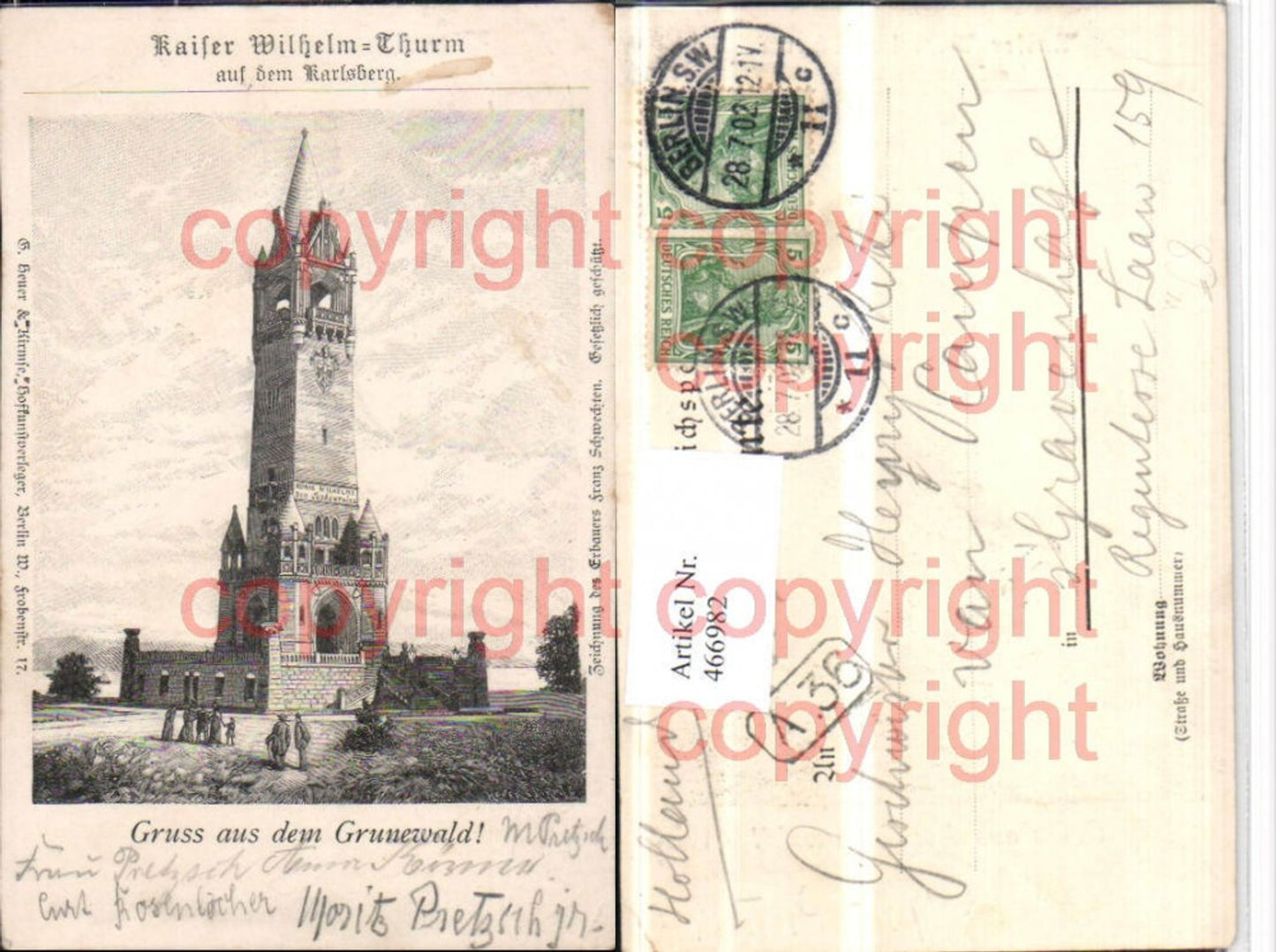 466982,Berlin Grunewald Karlsberg Kaiser Wilhelm-Turm