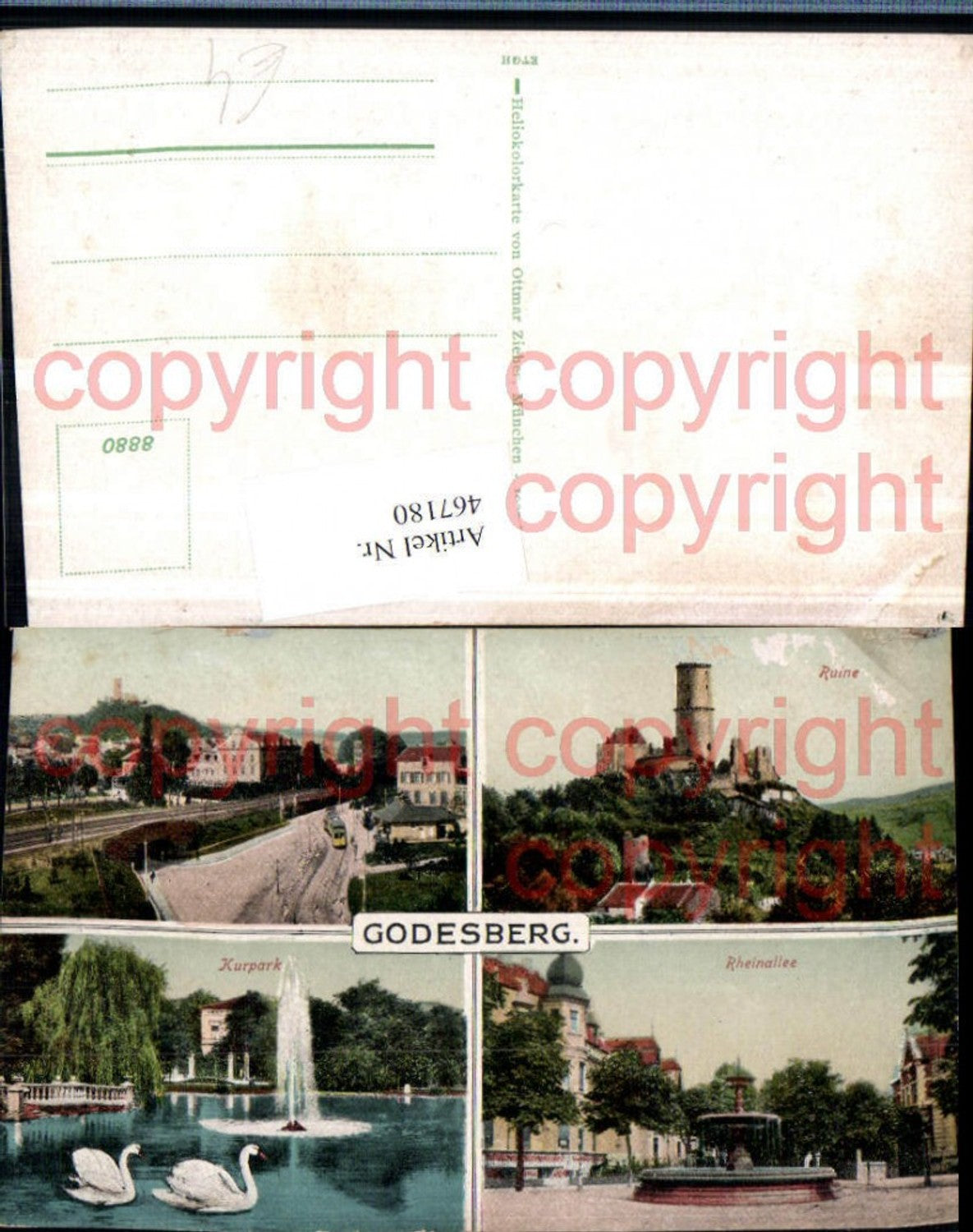 467180,Bonn Godesberg Totale Ruine Kurpark Brunnen Mehrbildkarte