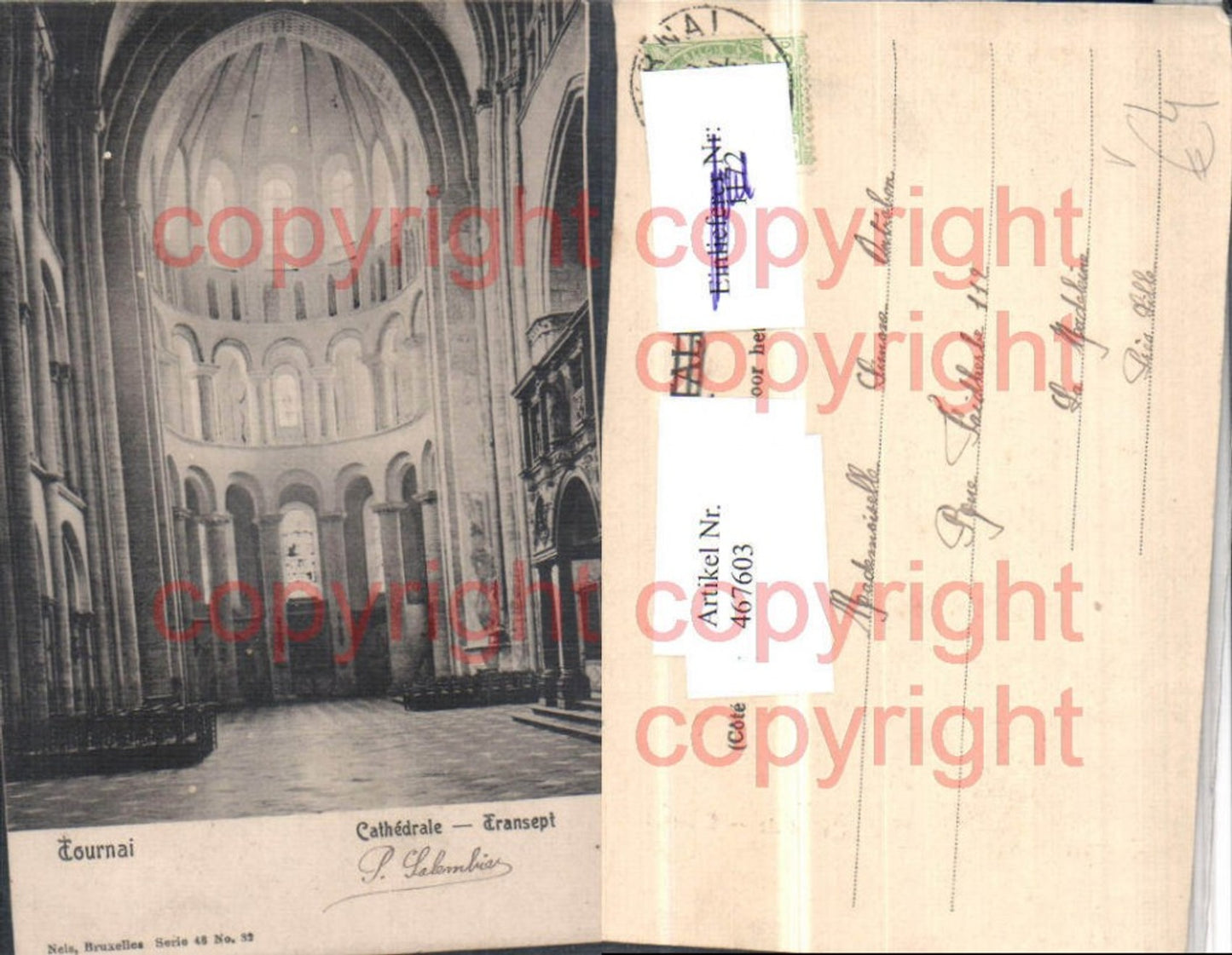 467603,Belgium Tournai Cathedrale Transept Kirche Innenansicht pub Nels 48/32