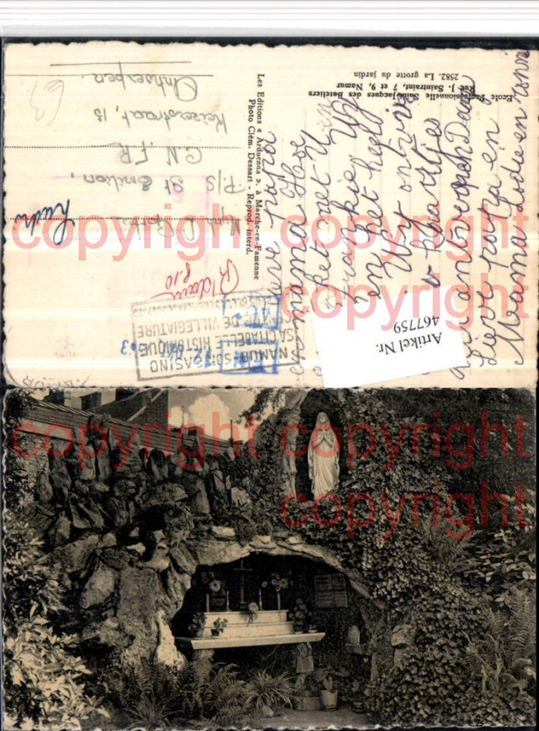 467759,Belgium Namur La grotte du jardin Grotte Altar Statue