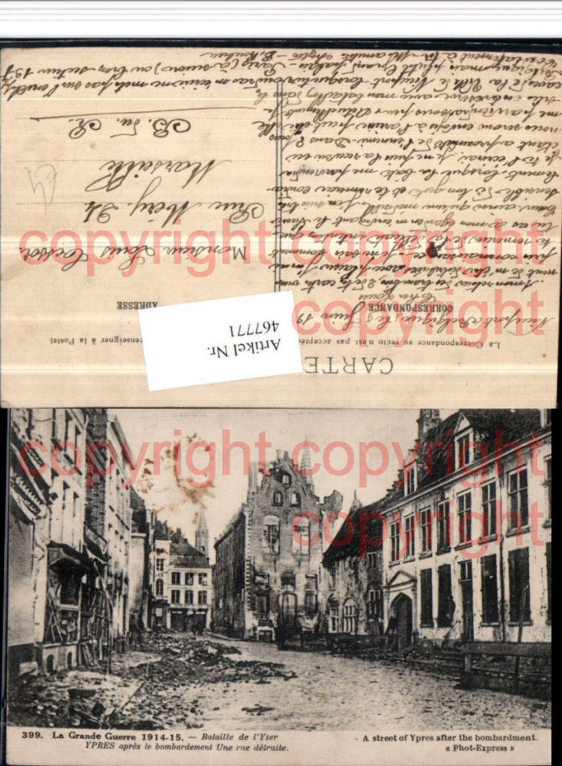 467771,Belgium Ypres Ypern Bataille bombardement Zerstörung Straße