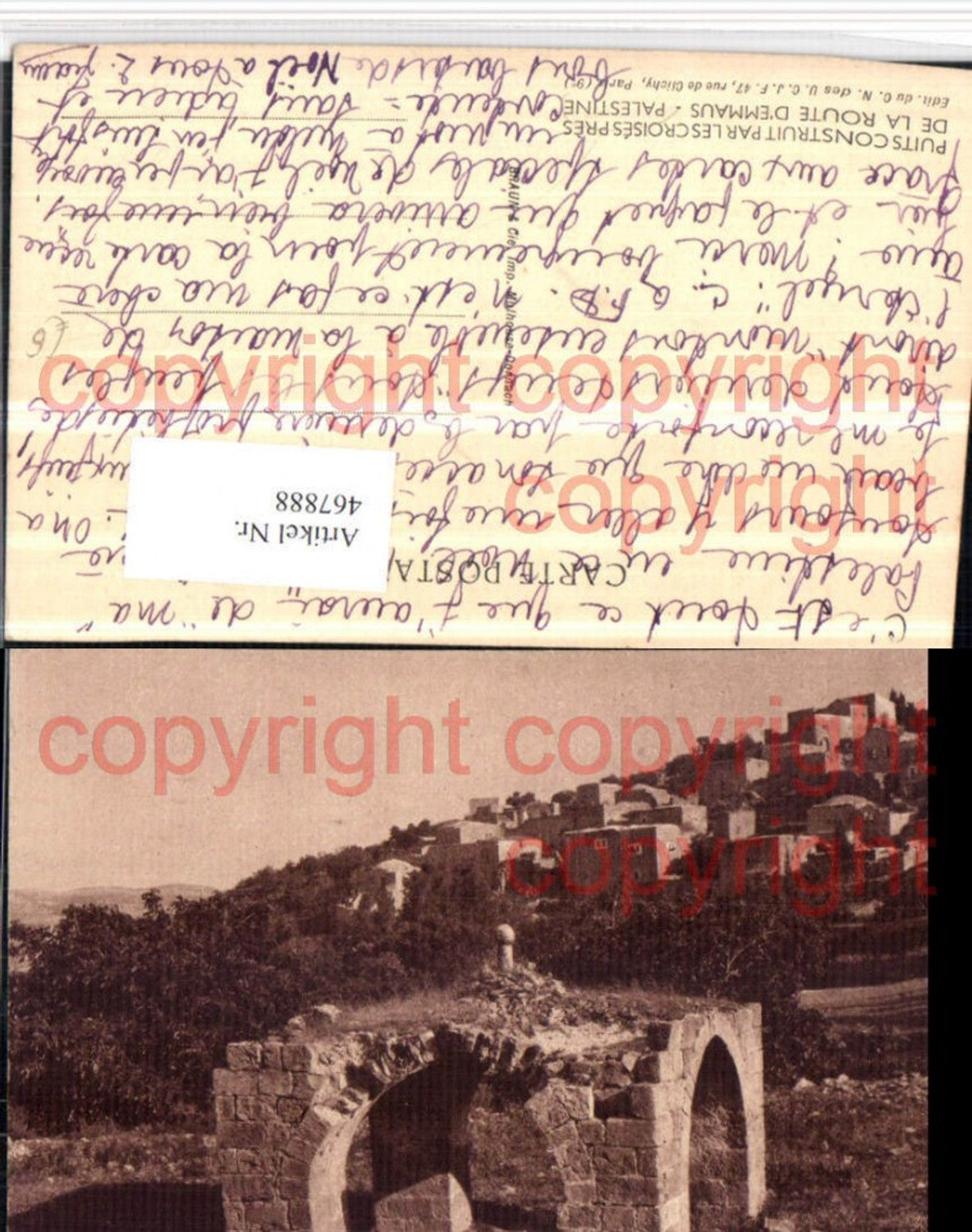 467888,Palestine Palästina Puits construit croises pres de la Route Emmaus