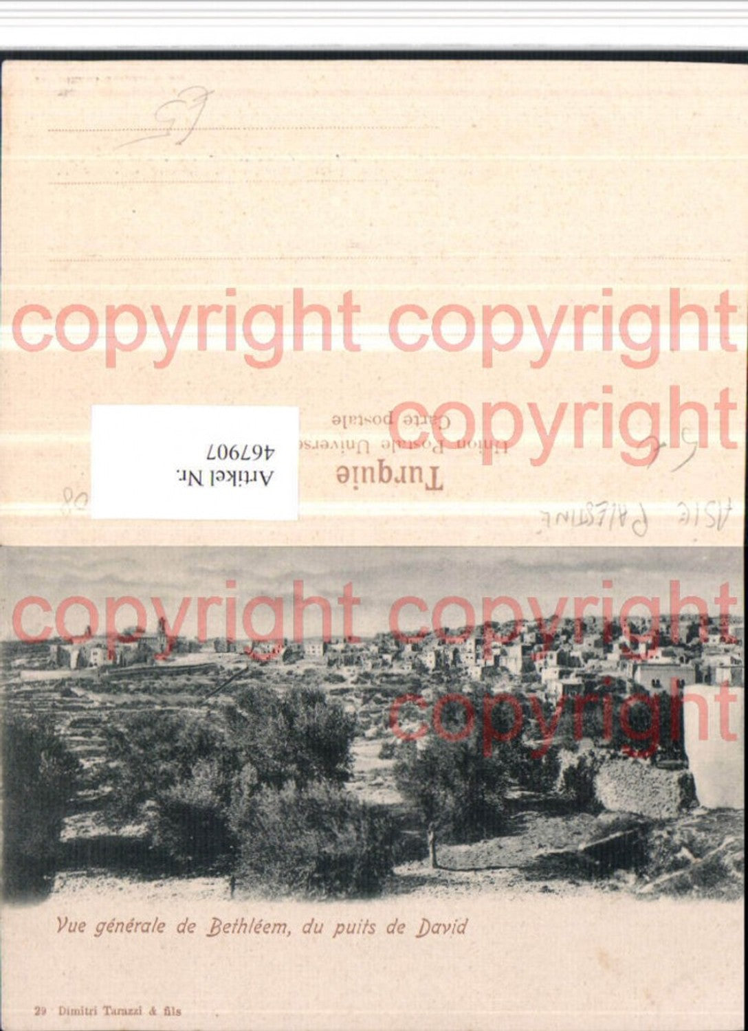 467907,Palästina Vue generale de Bethleem du puits de David Totale