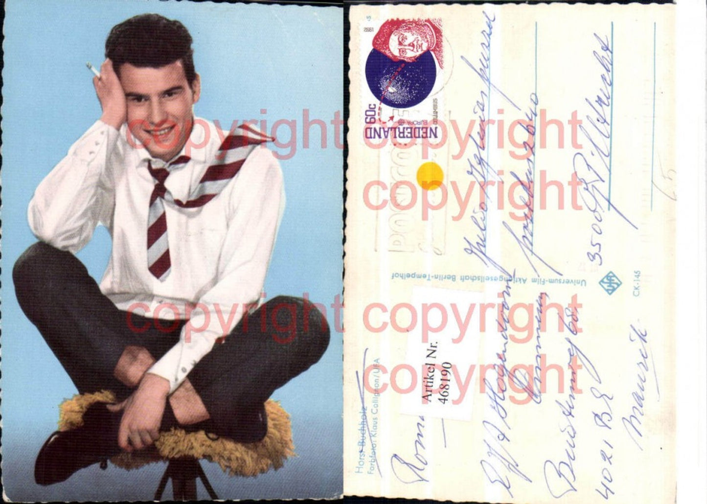 468190,Schauspieler Horst Buchholz Stuhl Zigarette Portrait