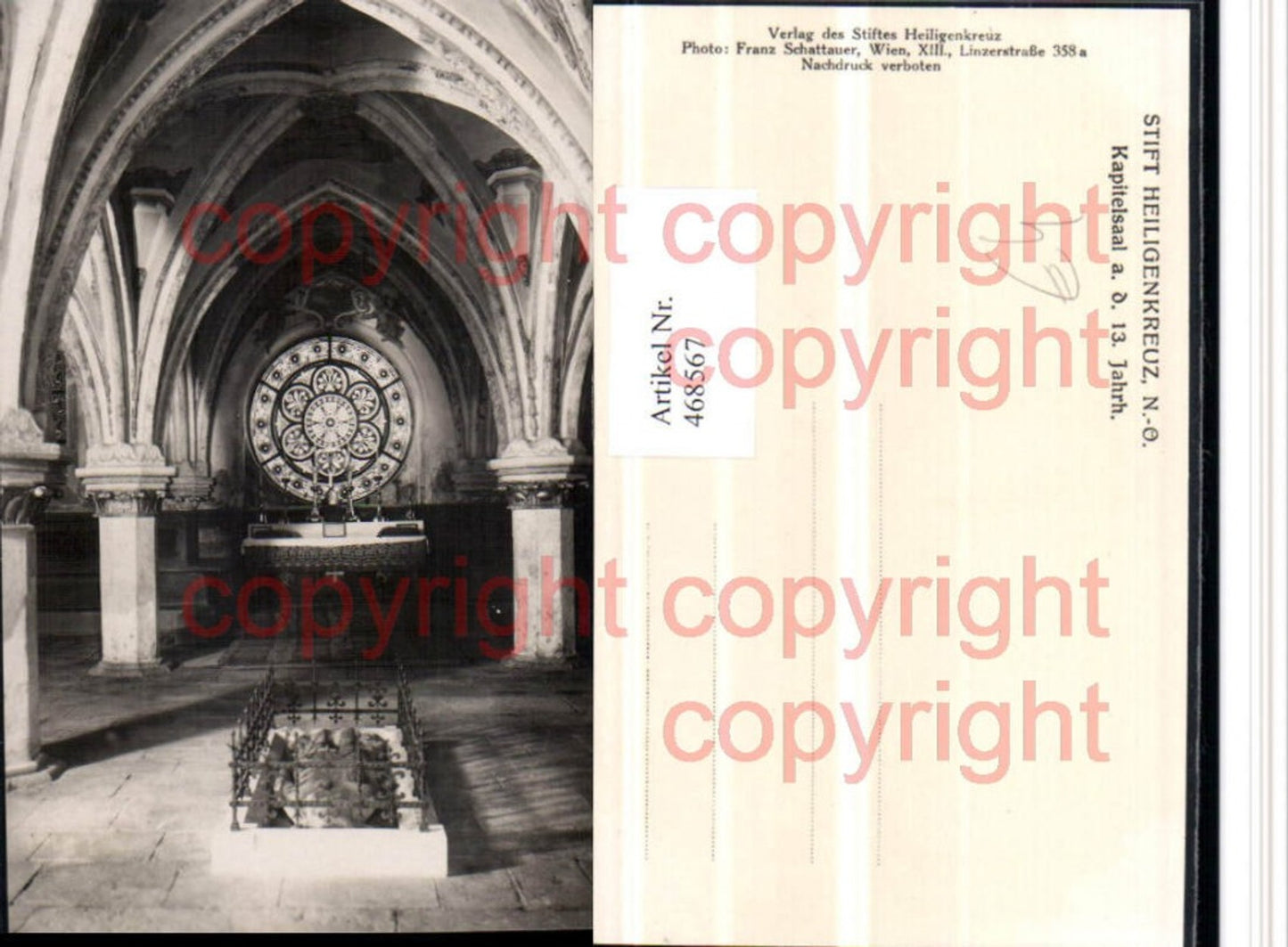 468567,Stift Heiligenkreuz Kapitelsaal Innenansicht