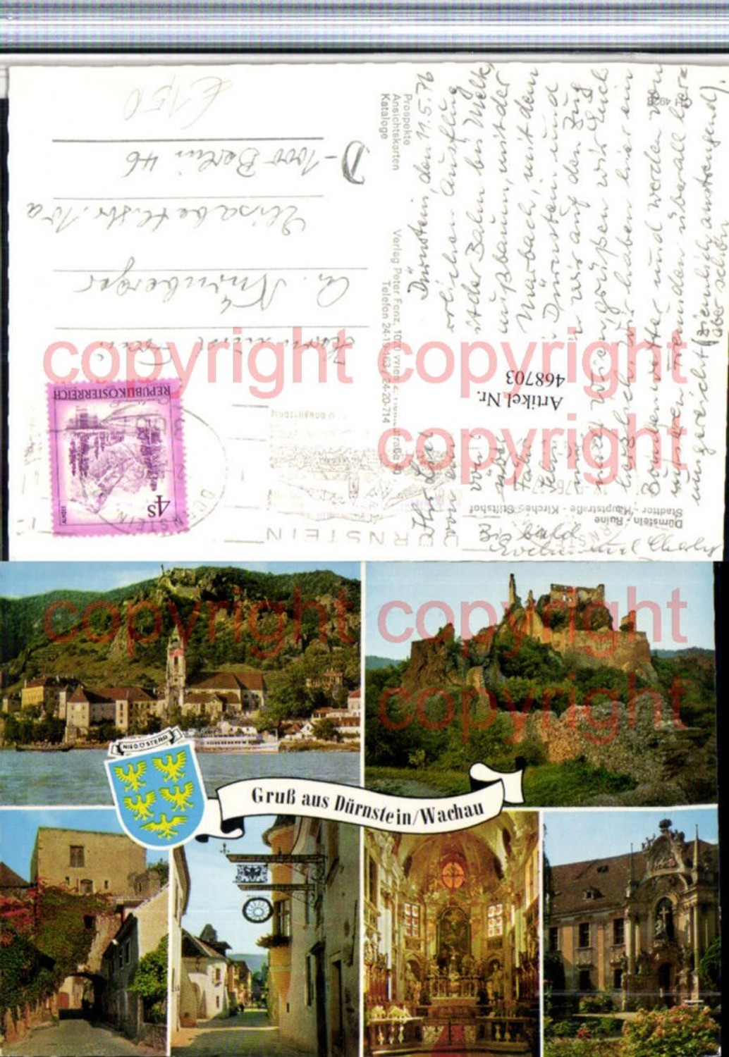 468703,Dürnstein in d. Wachau Totale Ruine Stift Mehrbildkarte
