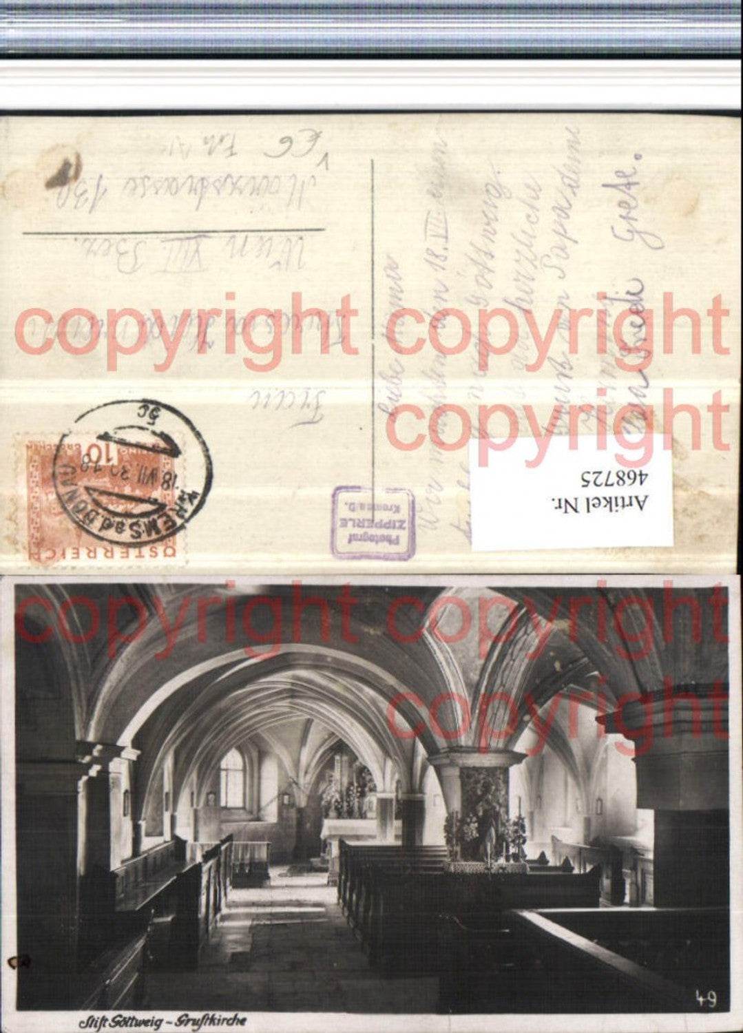 468725,Foto AK Stift Göttweig Gruftkirche Innenansicht pub Foto Zipperle