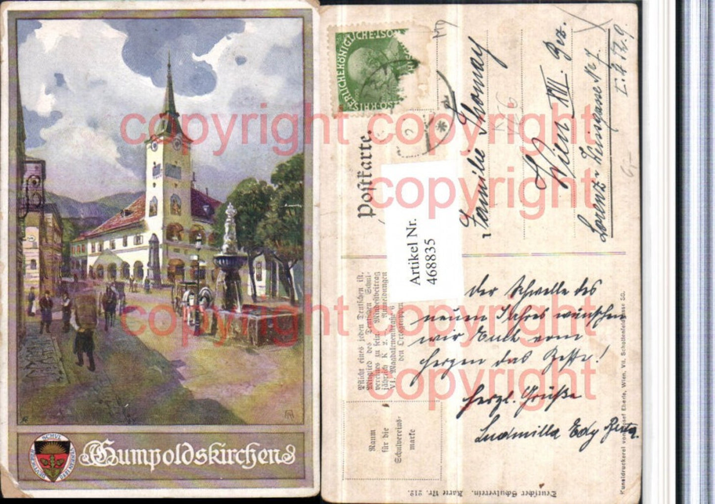 468835,Künstler AK A. Reckziegel Gumpoldskirchen Rathaus pub Dt. Schulverein 212