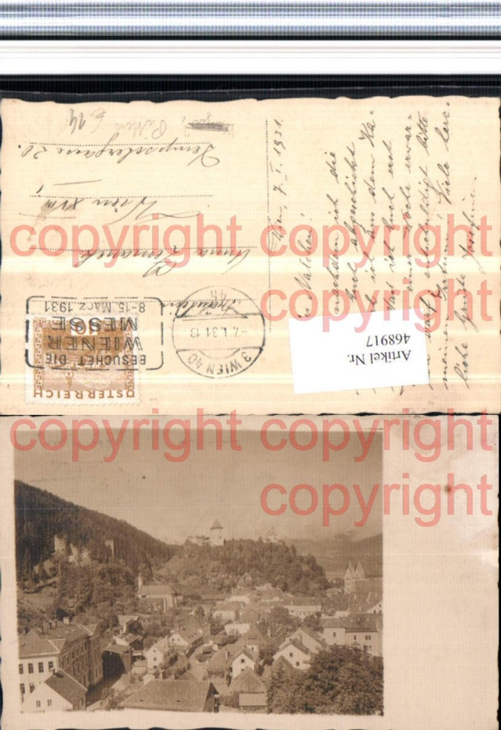 468917,Foto AK Pitten Totale Ruine Burg
