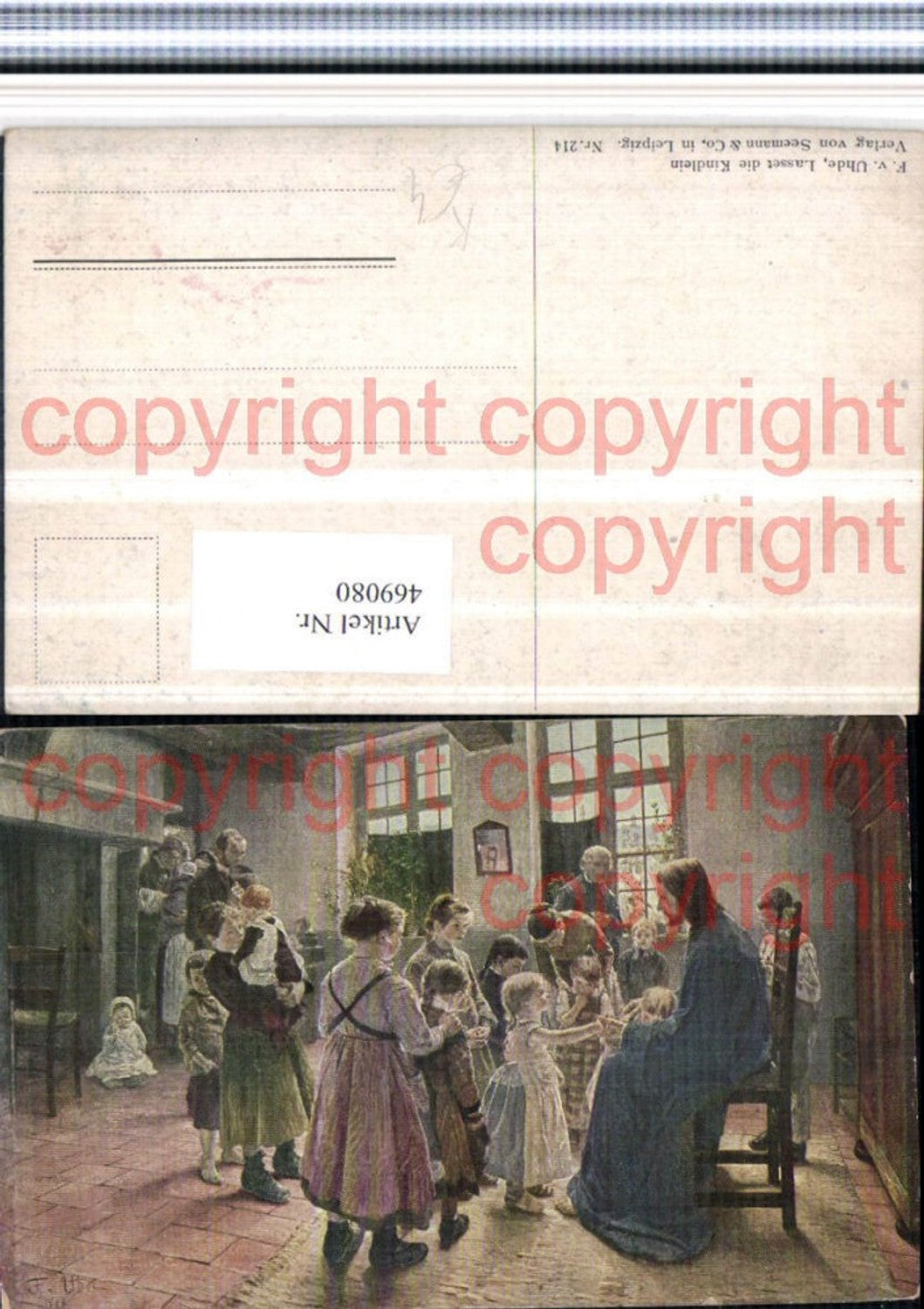 469080,Künstler AK F. v. Uhde Lasset die Kindlein Kinder