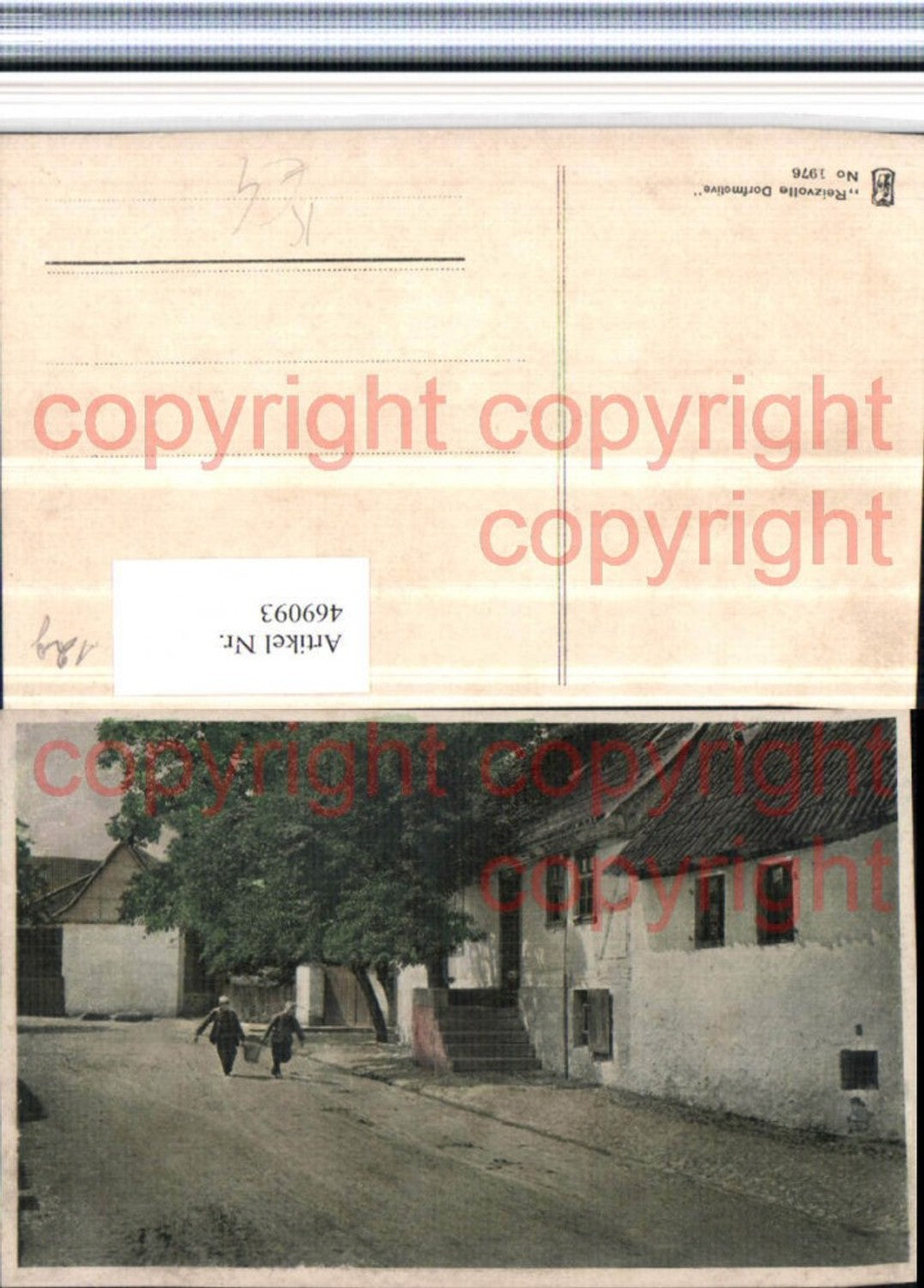 469093,Künstler AK Dorfmotiv Haus Kinder Eimer