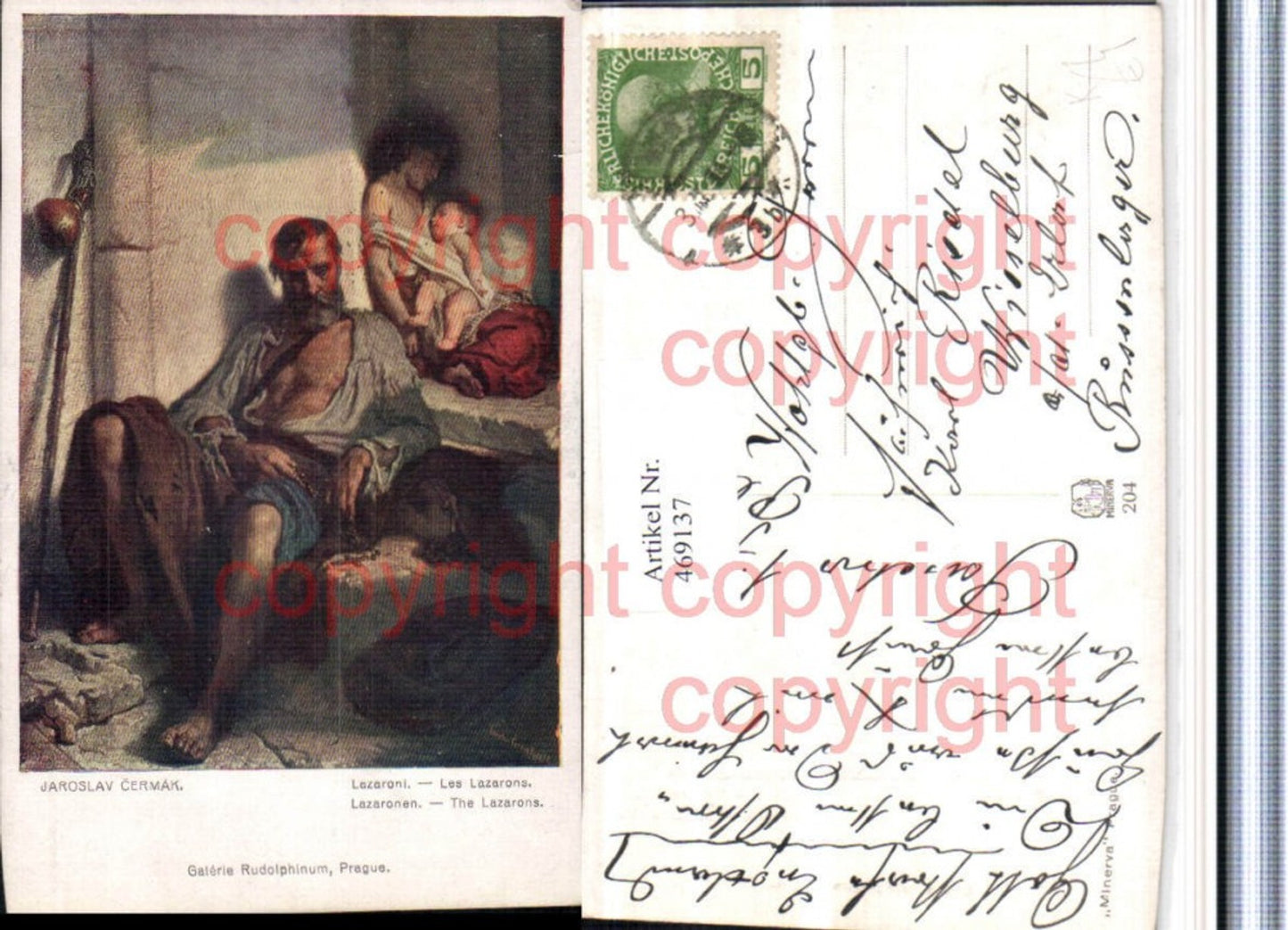 469137,Künstler AK Jaroslav Cermak Lazaronen Mann Vater Kinder
