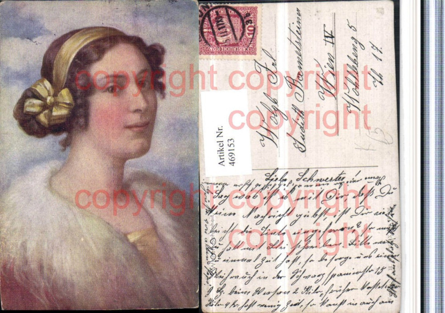 469153,Künstler AK Wiener Schönheit Frau Haarschleife Portrait