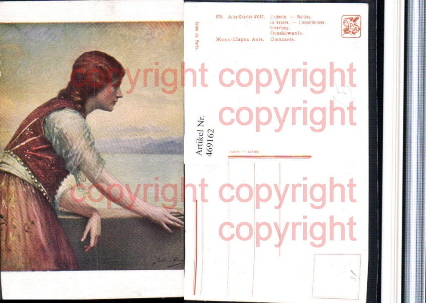 469162,Künstler AK Jules-Charles Aviat Erwartung Frau