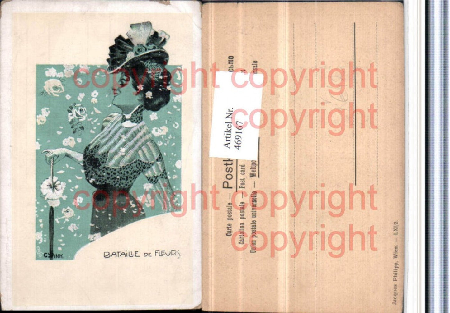 469167,Künstler AK C. Jank Bataille de Flerus Frau Hut Schirm pub Jacques Philipp
