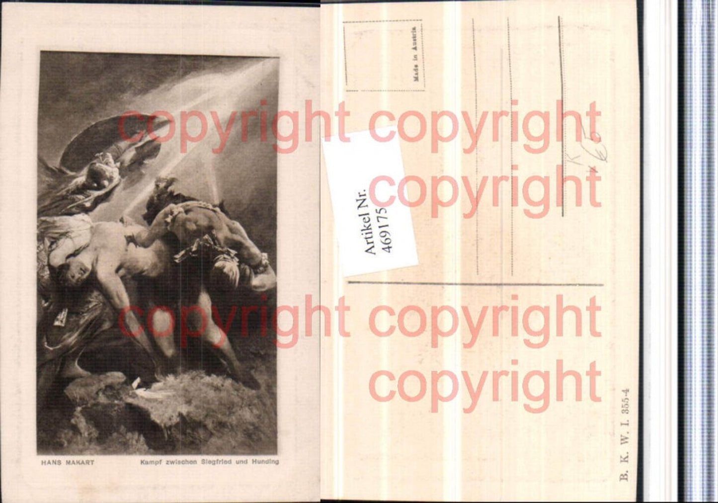 469175,Künstler AK Hans Makart Kamp Siegfried und Hunding pub B.K.W.I. 355/4