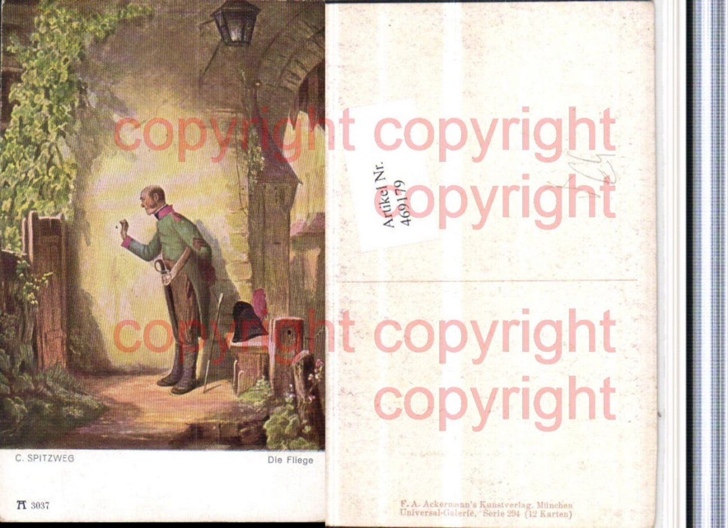 469179,Künstler AK C. Spitzweg Die Fliege Mann pub Ackermann 3037
